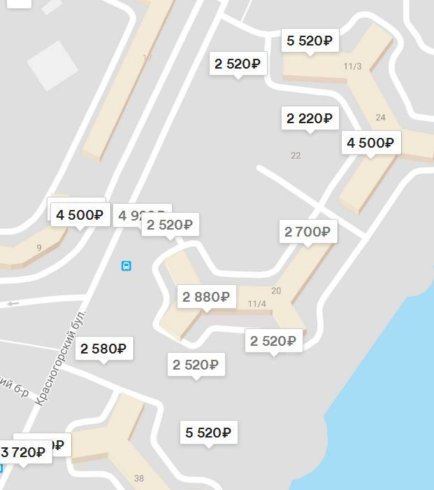 Карта павшинской поймы с улицами и номерами домов